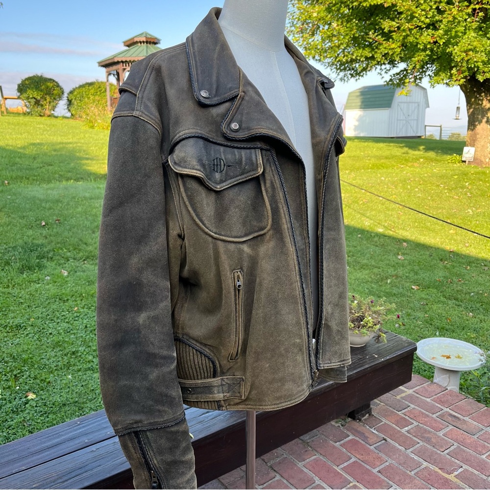Harley-Davidson Brown Distressed Leather Performance Jacket - Picture 3 of 10